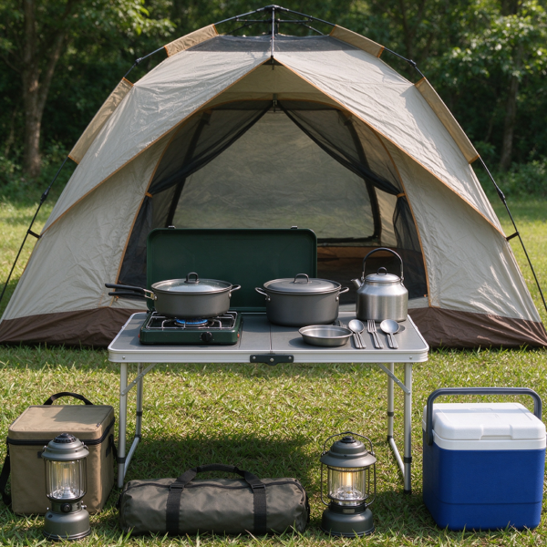 Family Multi-Day Camping Tent and Cookware Delivery Set